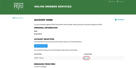 PERS : IAP account login information .